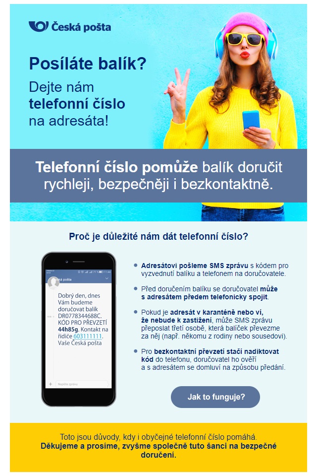 I telefonní číslo pomáhá - 2020 - Česká pošta