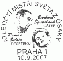 Zlatí Špotáková a Šebrle na příležitostném razítku