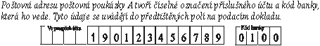 Poštovní adresa na poštovní poukázce A