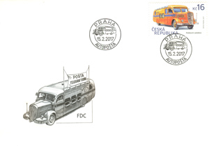 FDC - Historické dopravní prostředky: poštovní autobus