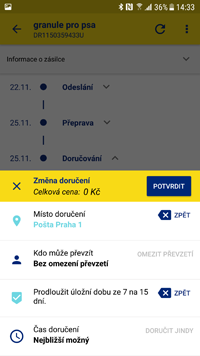 změňte doručení zásilky na pár kliků