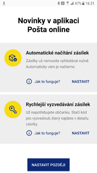 načte automaticky vaše zásilky