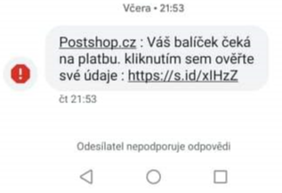 Podvodná SMS - Česká pošta