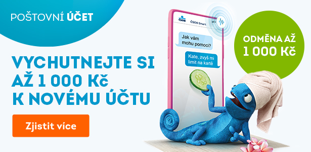 Poštovní účet - Vychutnejte si až 1 000Kč k novému účtu